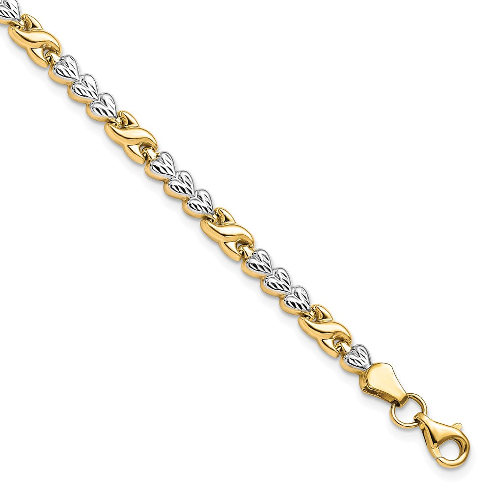 10K Yellow Rhodium D/C Infinity And Heart Bracelet