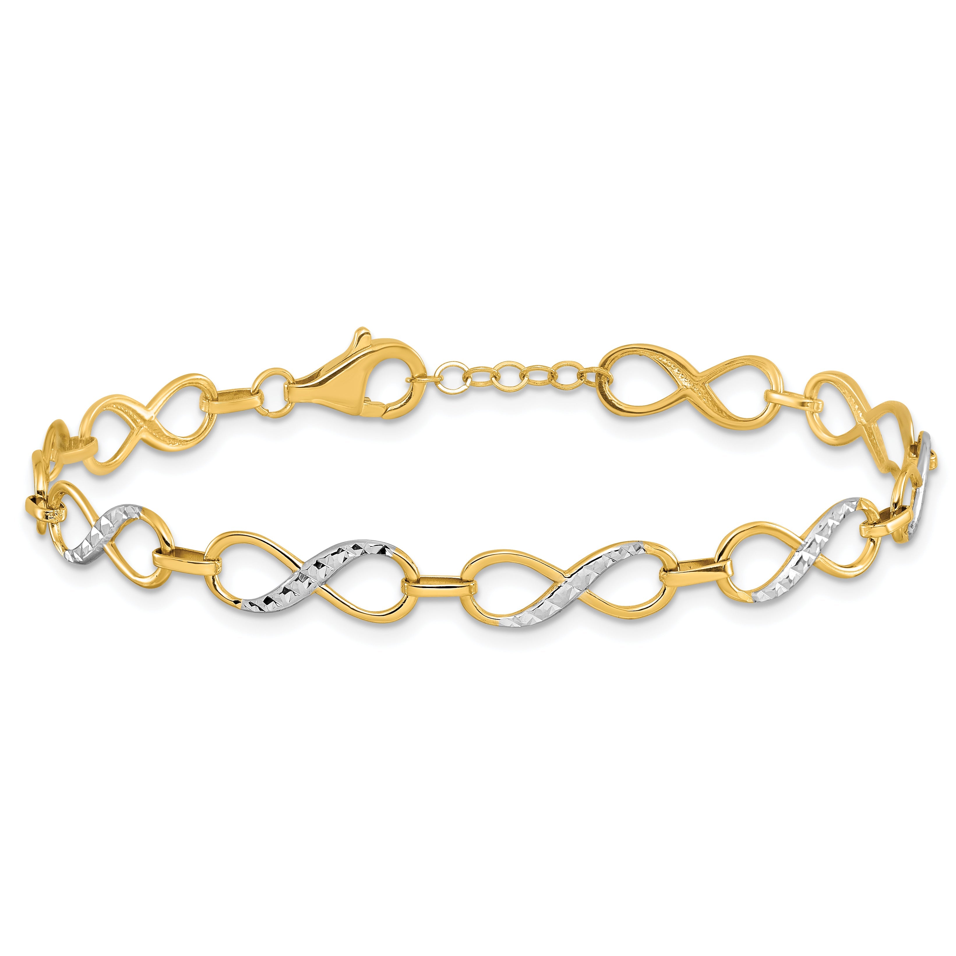 10K Yellow Rhodium D/C Infinity Fancy Bracelet