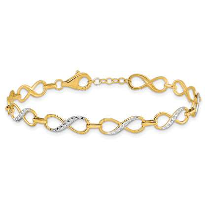 10K Yellow Rhodium D/C Infinity Fancy Bracelet