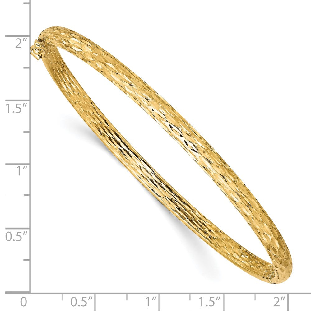 10K Yellow Gold Polished And D/C Hinged Bangle