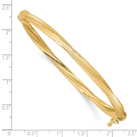 10K Yellow Gold Polished And Brushed Hinged Bangle
