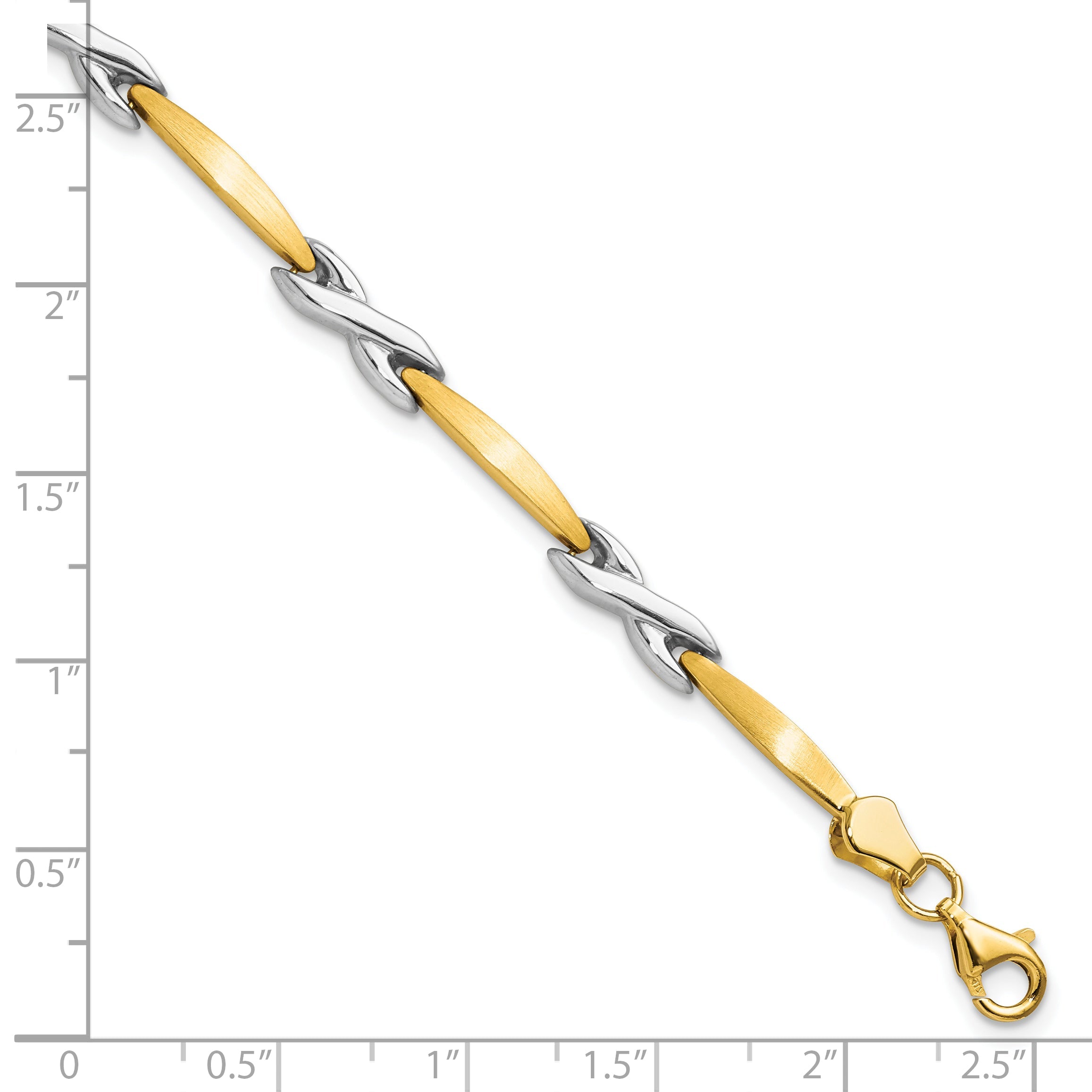 10K Two Tone Polished And Brushed Bracelet