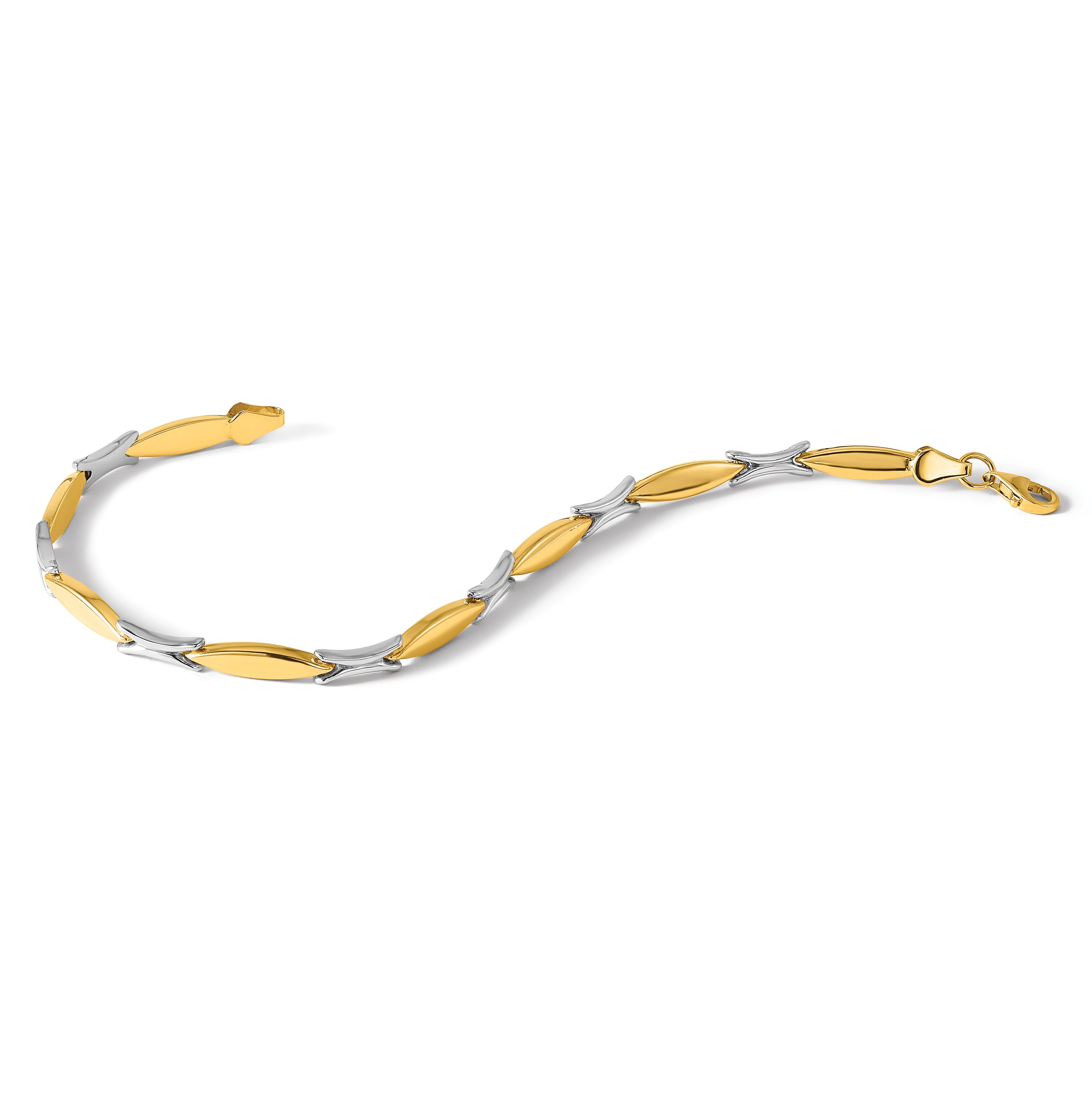 10K Two Tone Polished And Brushed Bracelet