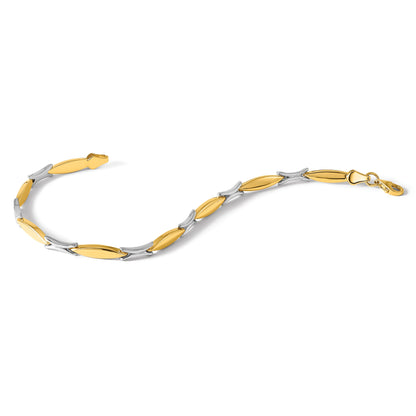 10K Two Tone Polished And Brushed Bracelet