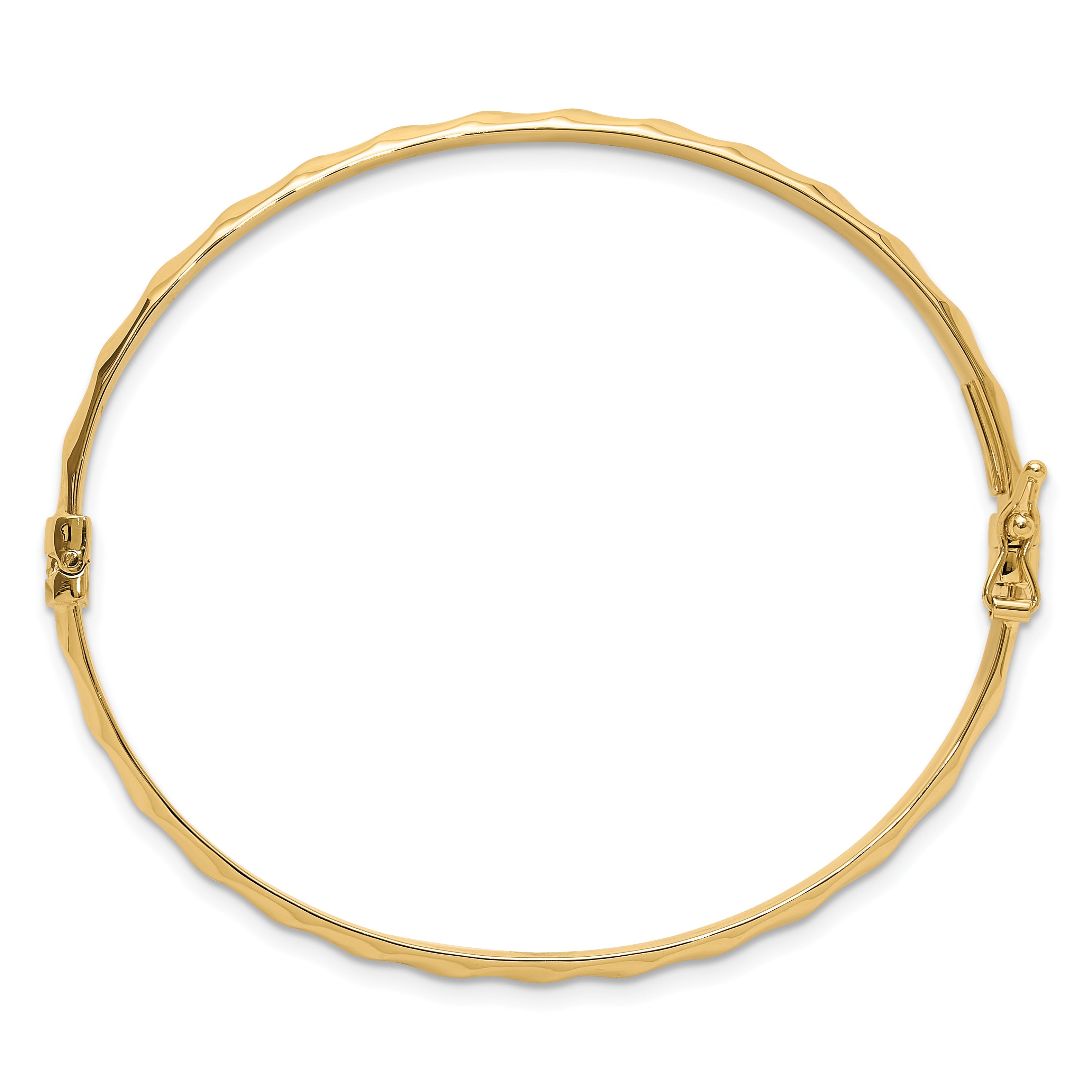 10K Yellow Gold Polished Twisted Hinged Bangle