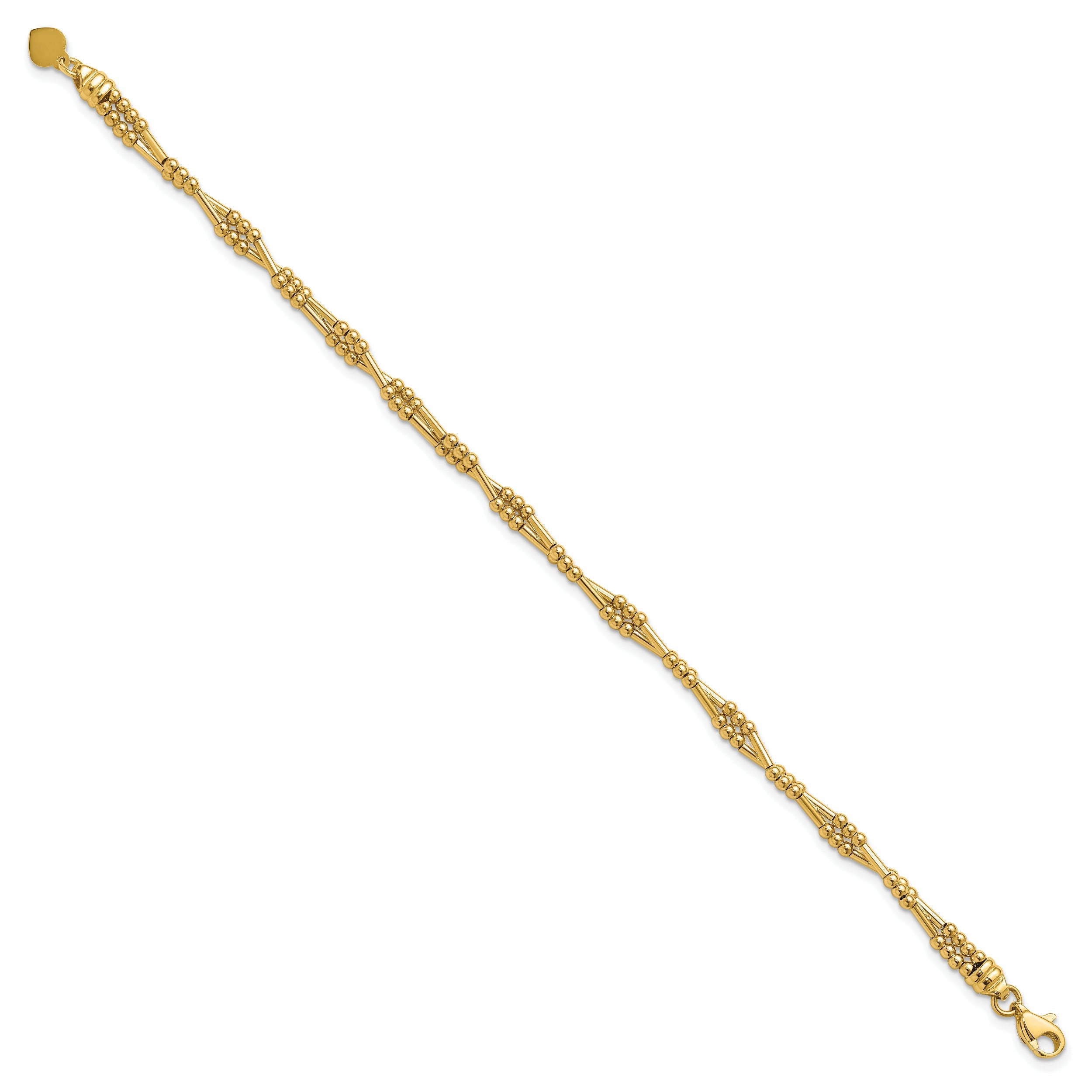 10K Yellow Gold Polished Fancy Beaded Bracelet
