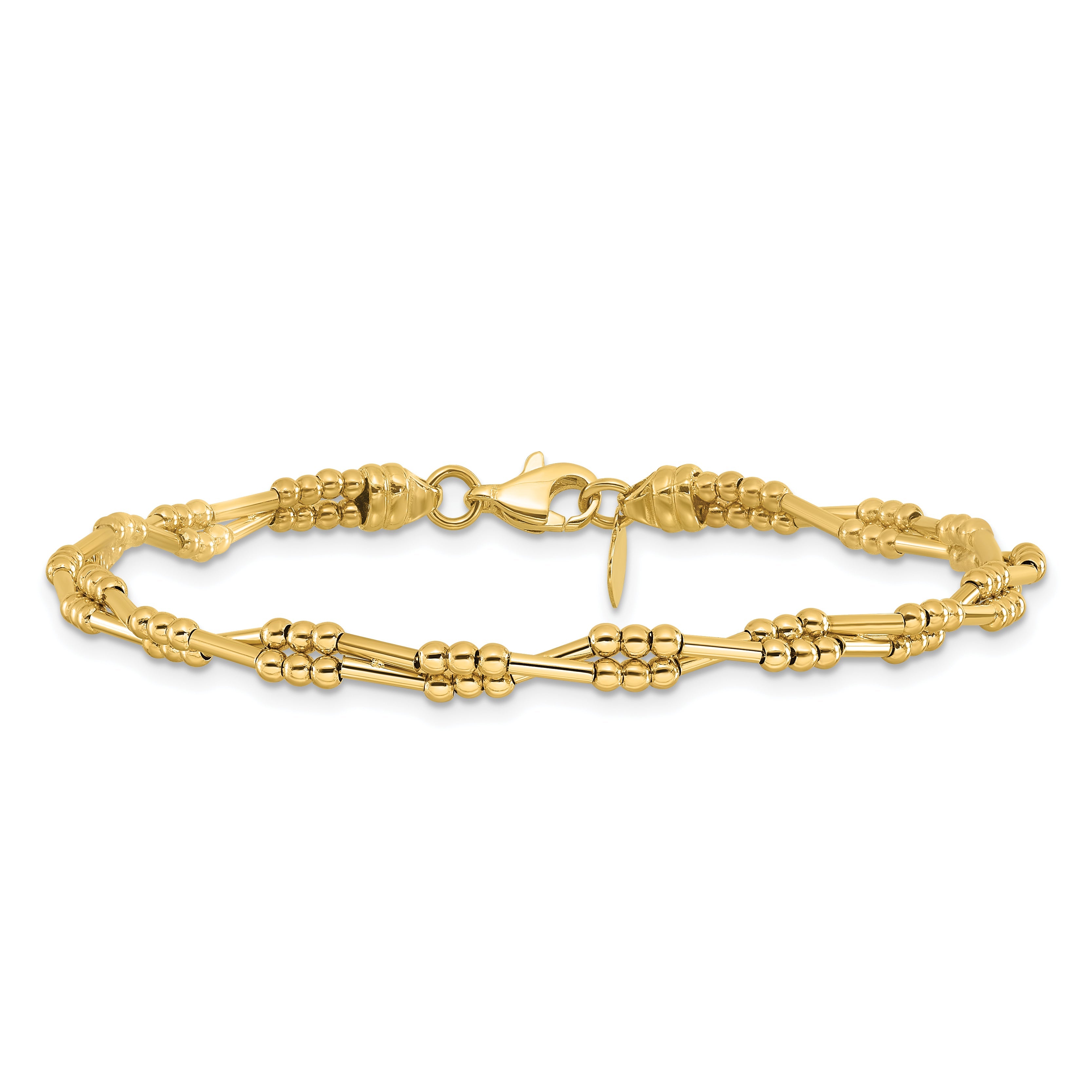 10K Yellow Gold Polished Fancy Beaded Bracelet