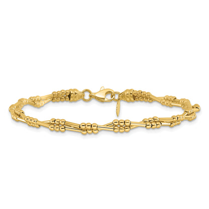 10K Yellow Gold Polished Fancy Beaded Bracelet
