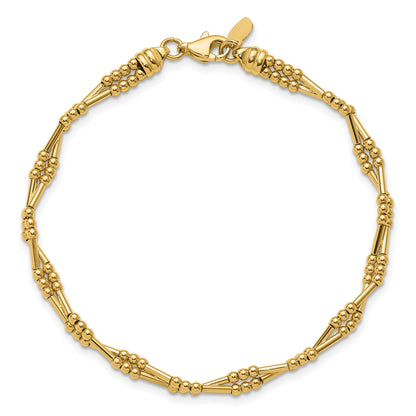 10K Yellow Gold Polished Fancy Beaded Bracelet