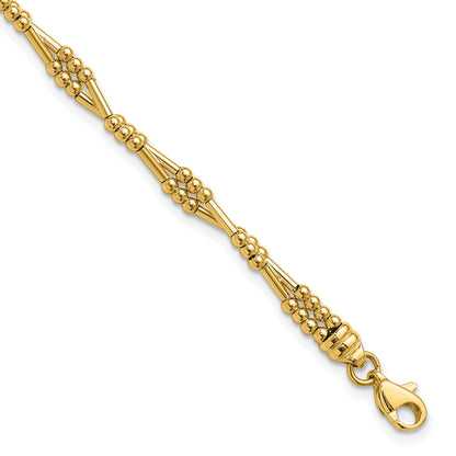 10K Yellow Gold Polished Fancy Beaded Bracelet