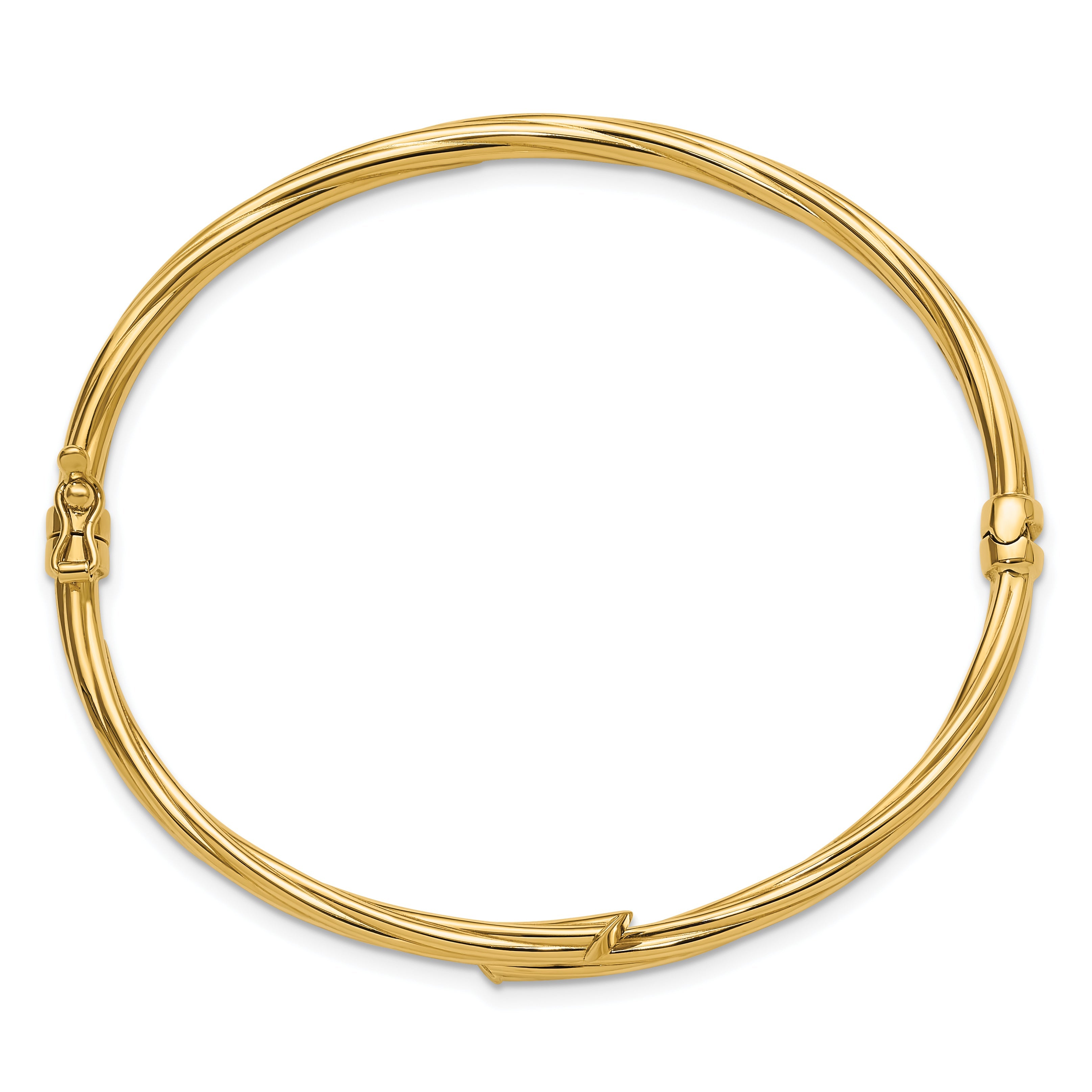 10K Yellow Gold Polished Bypass Hinged Bangle