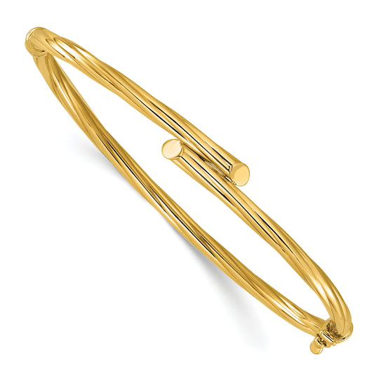 10K Yellow Gold Polished Bypass Hinged Bangle