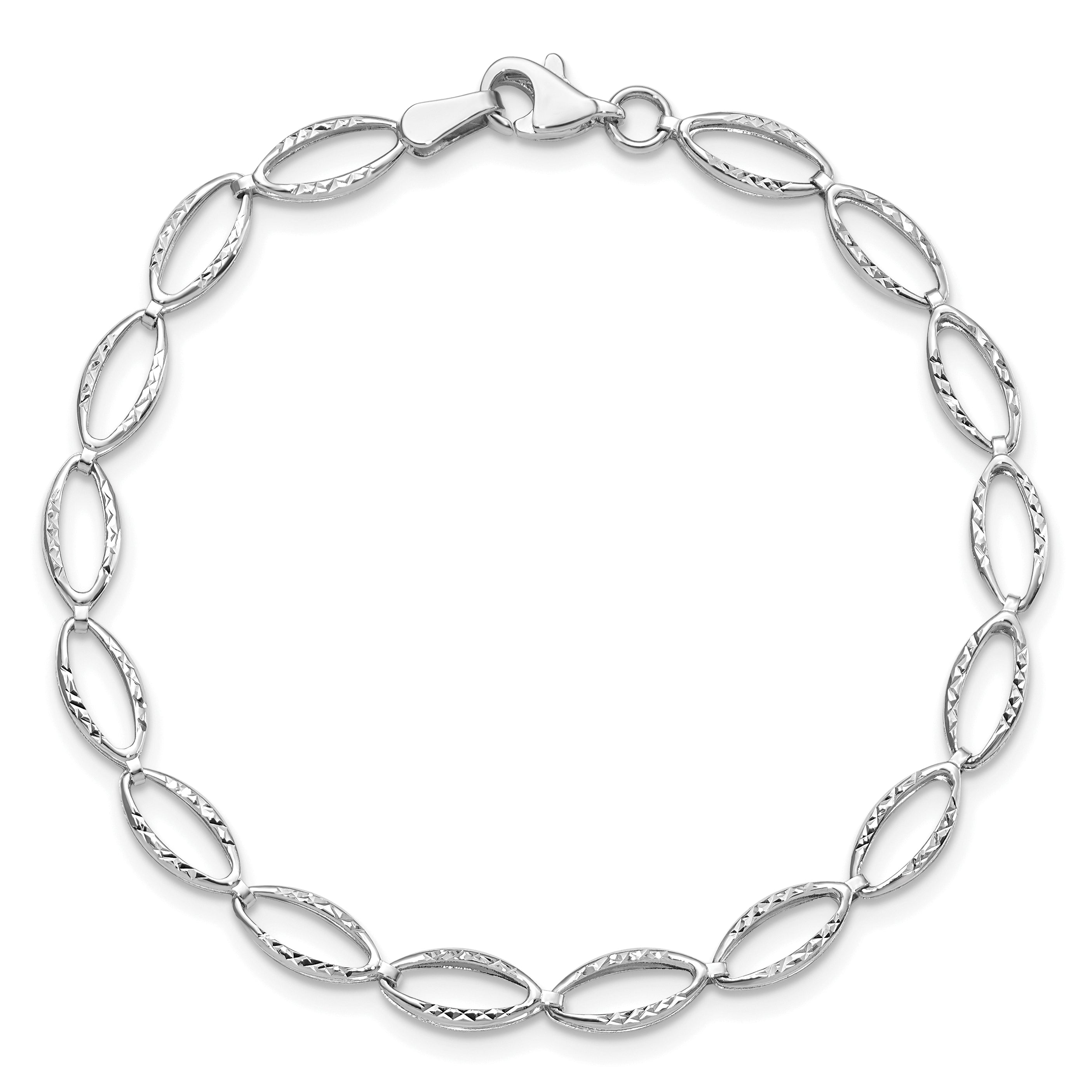 10K White Gold Polished And D/C Bracelet