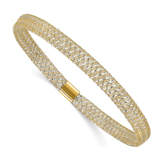 10K Yellow Rhodium With Plating Polished Stretch Bangle
