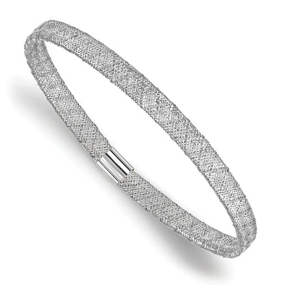 10K Yellow Rhodium White Rh Plating Fancy Stretch Bangle Bracelet