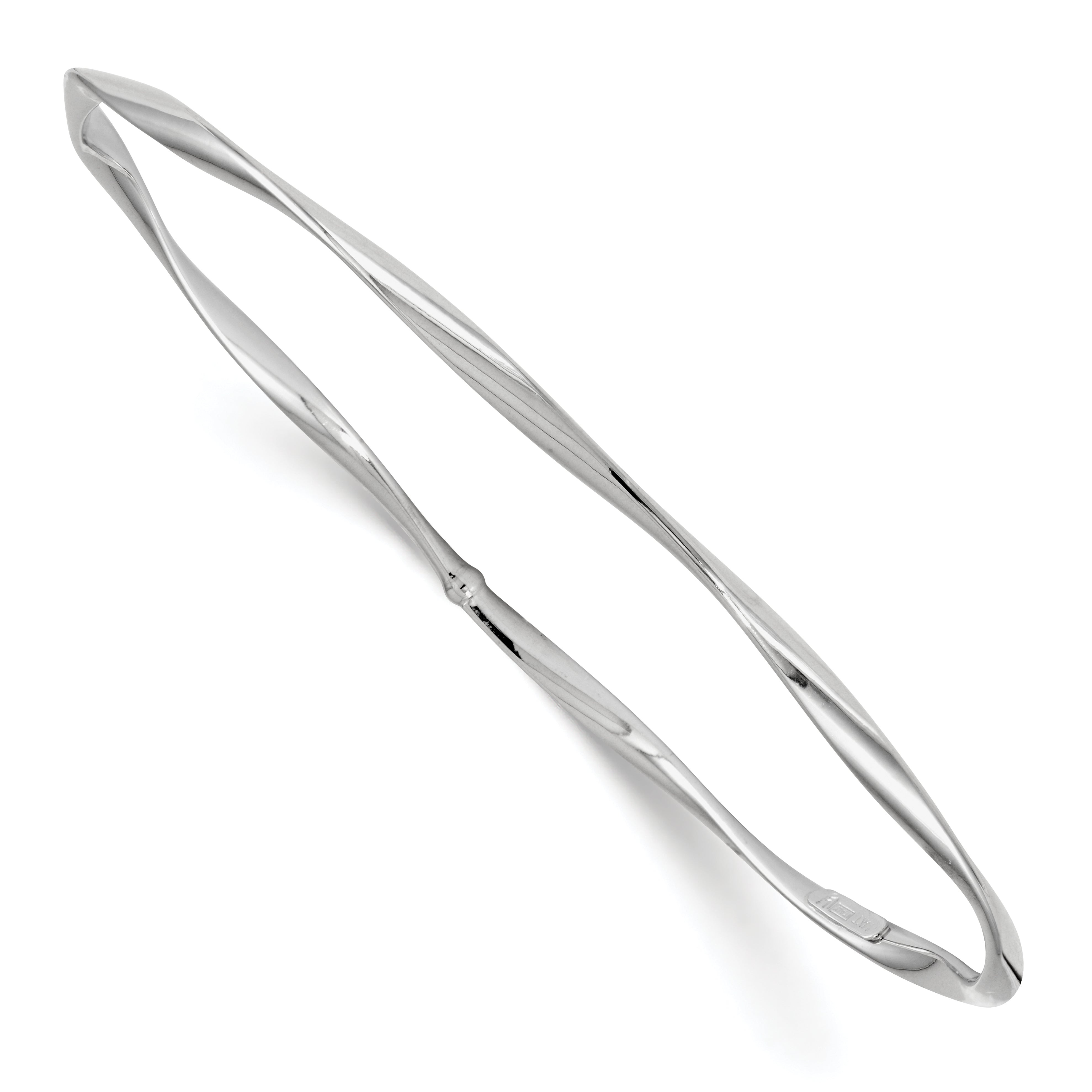 10K White Gold Polished Twisted Slip On Bangle