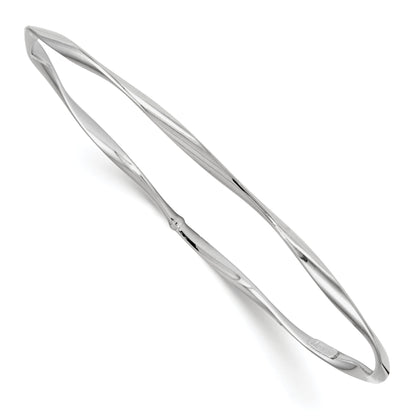 10K White Gold Polished Twisted Slip On Bangle