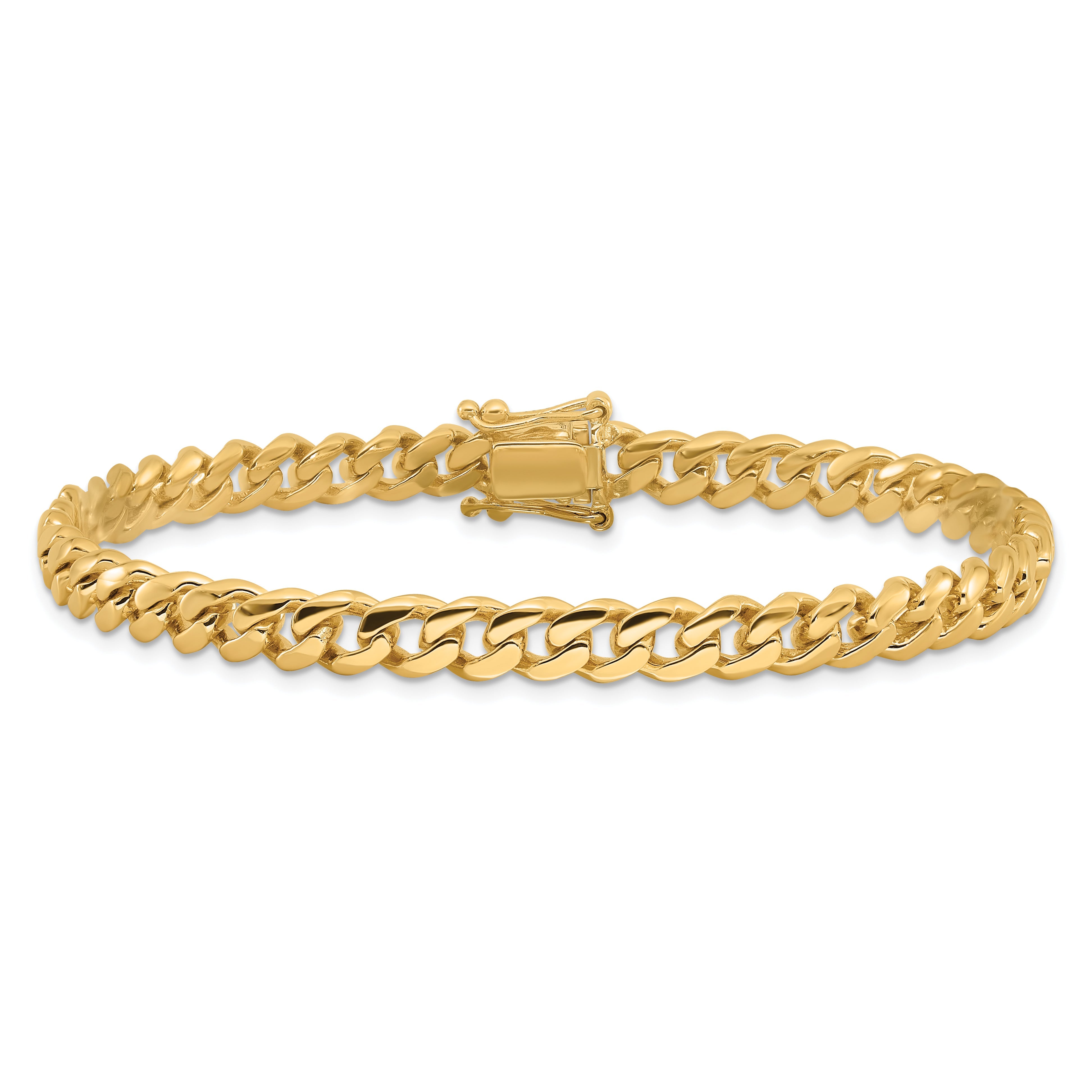 9 Inch 10K Yellow Gold 5.7mm Hand-Polished Miami Cuban Chain Bracelet