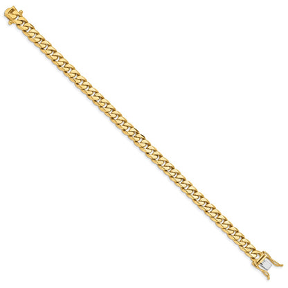 9.25 Inch 10K Yellow Gold 7mm Hand-Polished Miami Cuban Chain Bracelet
