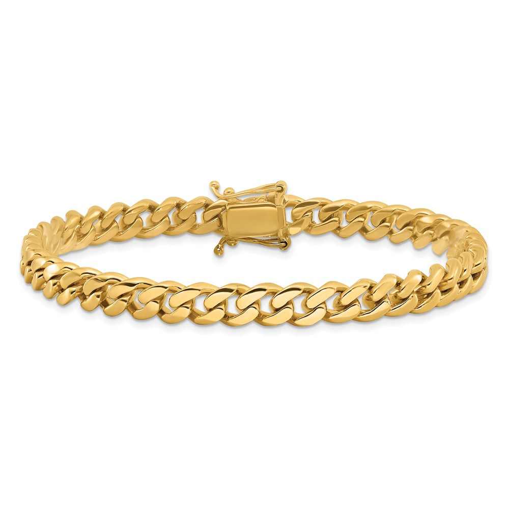 9.25 Inch 10K Yellow Gold 7mm Hand-Polished Miami Cuban Chain Bracelet