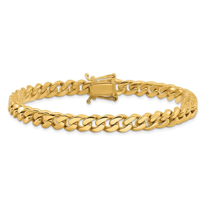 8.25 Inch 10K Yellow Gold 7mm Hand-Polished Miami Cuban Chain Bracelet
