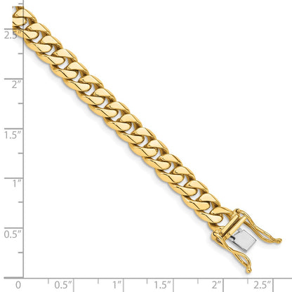 8.25 Inch 10K Yellow Gold 7mm Hand-Polished Miami Cuban Chain Bracelet