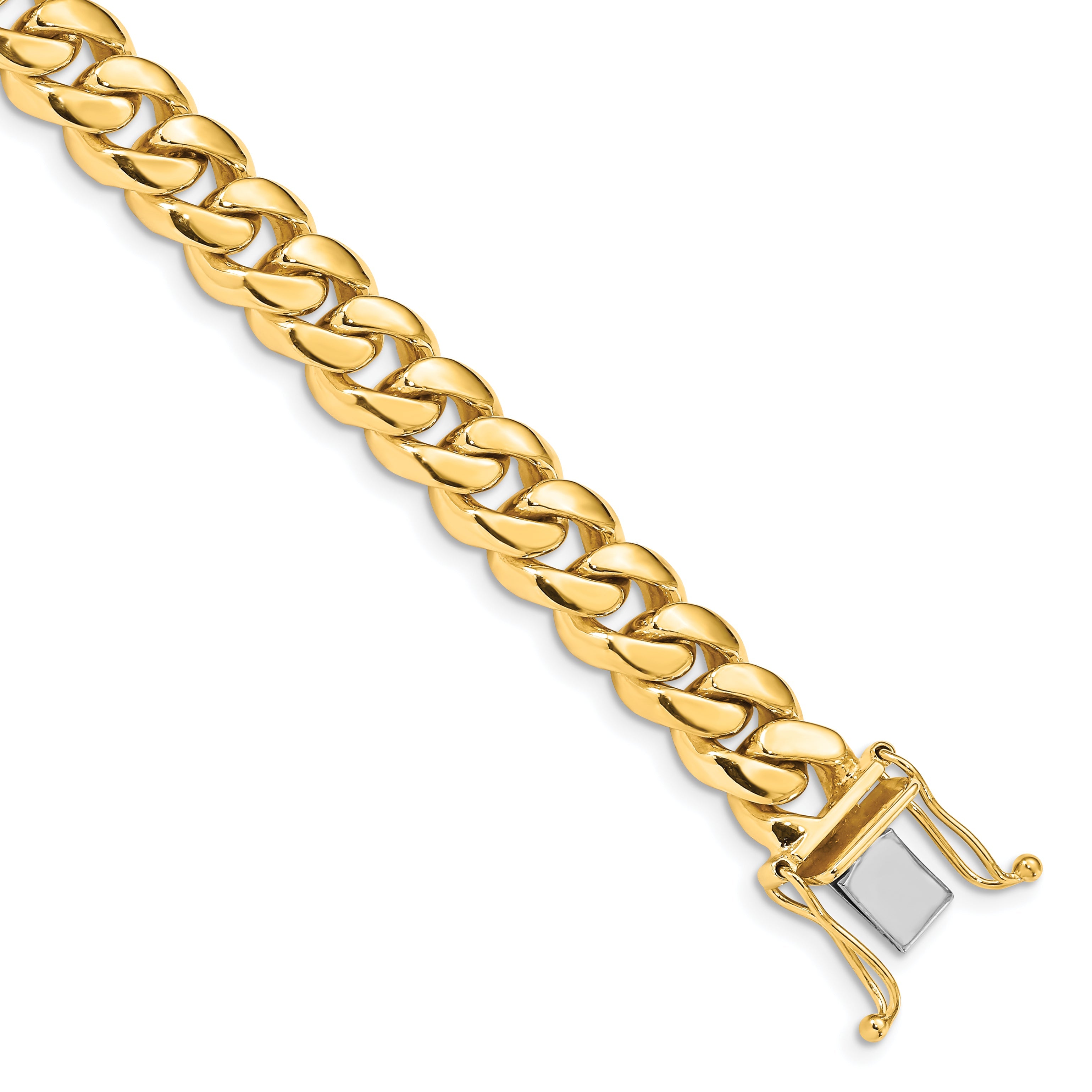 10K Yellow Gold 8.7mm Hand-Polished Miami Cuban Chain Link Bracelet