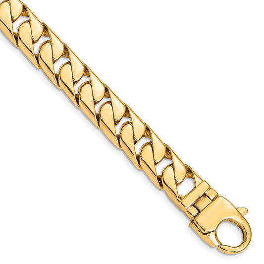 9.25 Inch 10K Yellow Gold 10.20mm Hand-Polished Long Link Half Round Curb Chain Bracelet