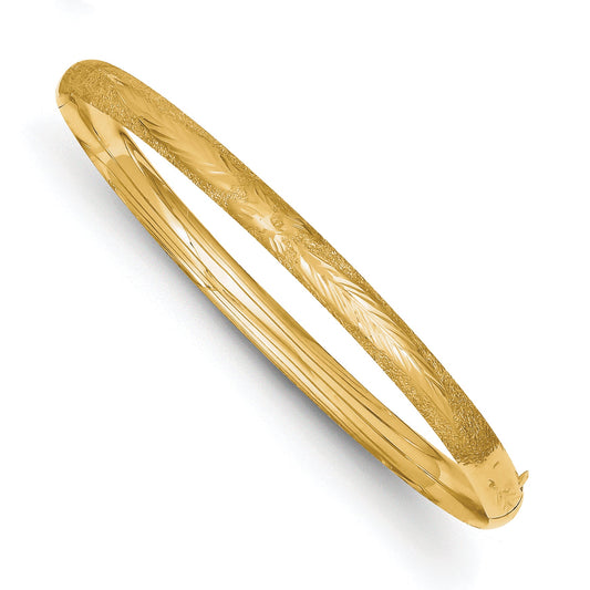10K Yellow Gold 3/16 Laser Cut Hinged Bangle Bracelet