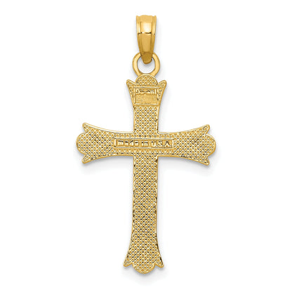 10K Yellow Gold 10K Fleur De Lis Cross Pendant