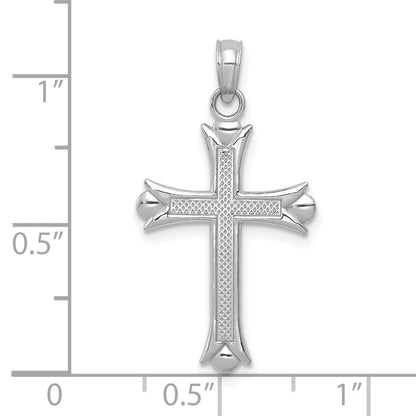 10K White Gold 10K Fleur De Lis Cross Pendant