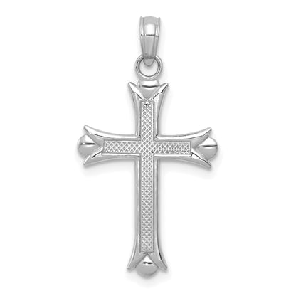 10K White Gold 10K Fleur De Lis Cross Pendant
