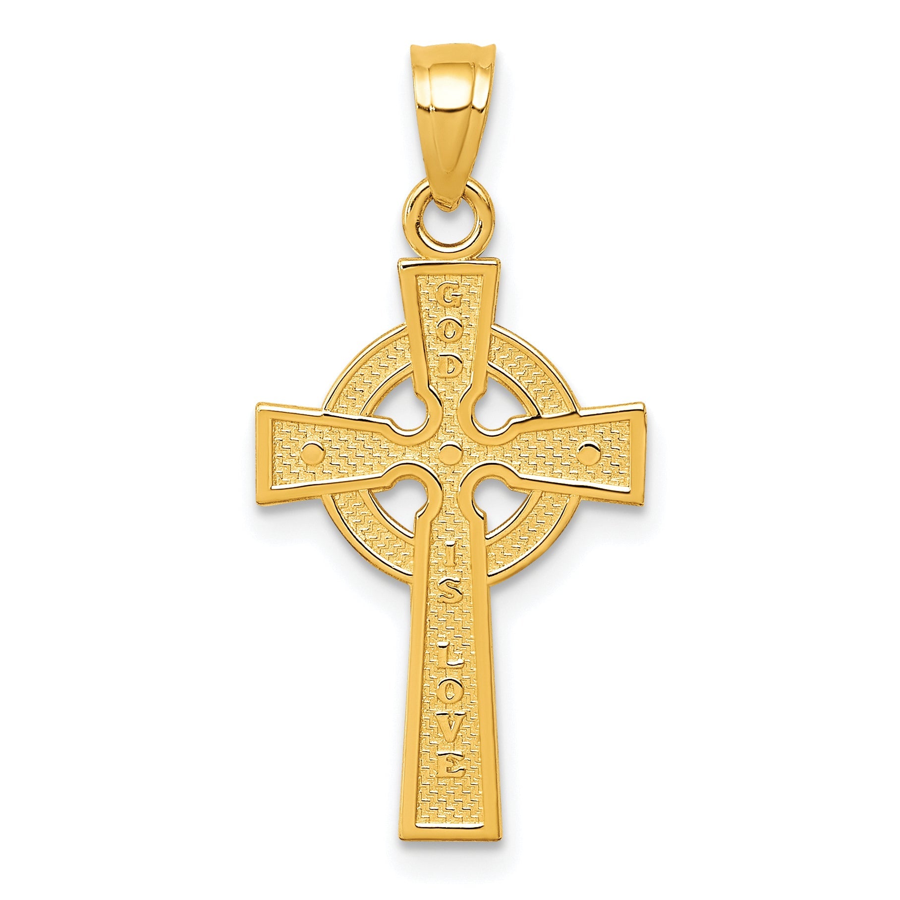 10K Yellow Gold Reversible God Is Love Celtic Cross Pendant