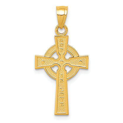 10K Yellow Gold Reversible God Is Love Celtic Cross Pendant