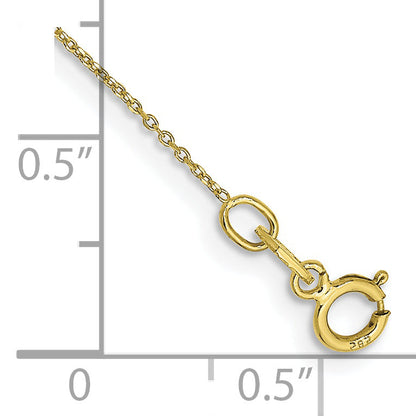 10K Yellow Gold .6mm D/C Round Open Link Cable Chain Anklet