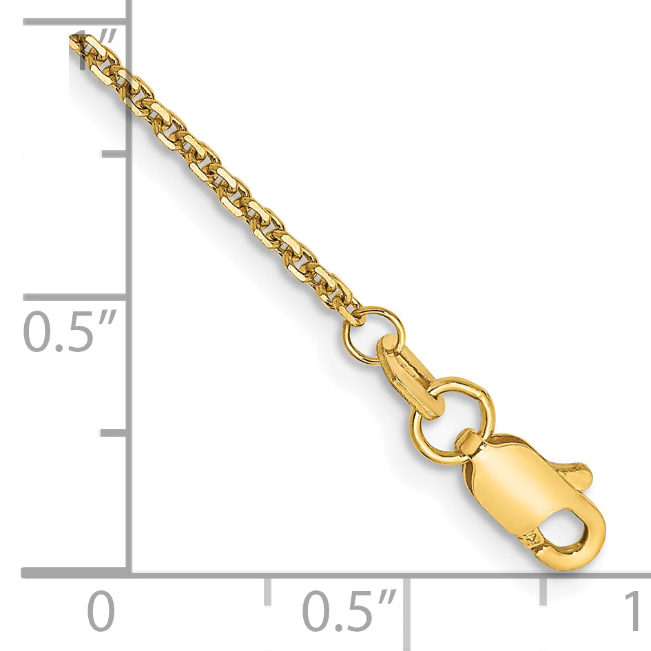 10K Yellow Gold 10K 1.45mm D/C Cable Chain Anklet