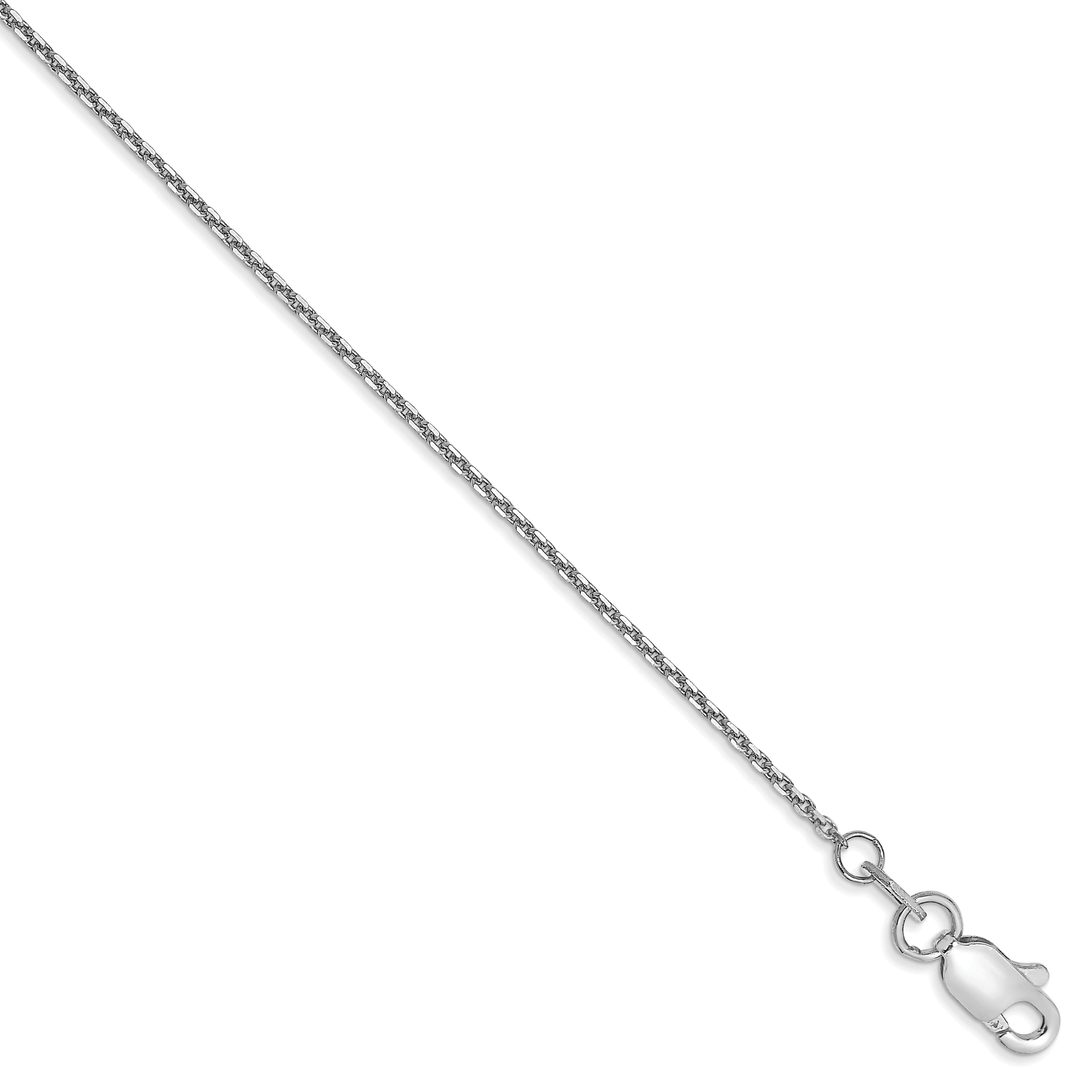 10K White Gold Wg .95mm D/C Cable Chain Anklet