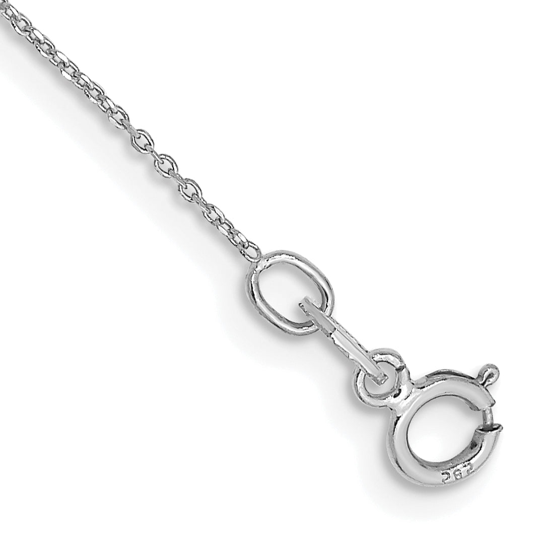 10K White Gold Wg .6mm D/C Round Open Link Cable Chain Anklet