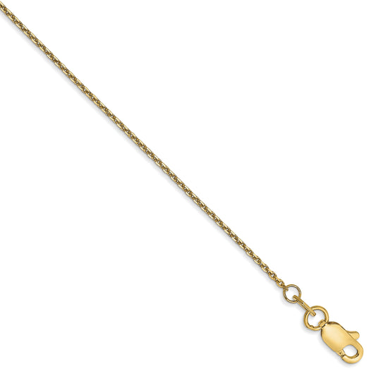 10K Yellow Gold .95mm D/C Cable Chain Anklet