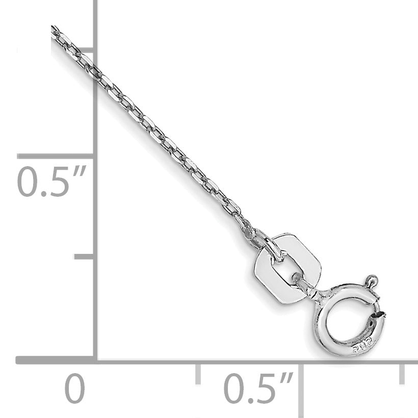 10K White Gold Wg .8mm D/C Cable With Spring Ring Clasp Chain Anklet