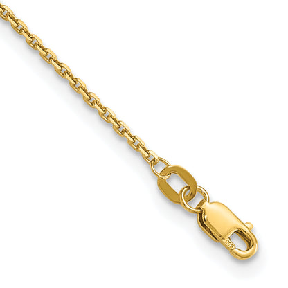 9 Inch 10K Yellow Gold 1.4mm D/C Round Open Link Cable Chain Anklet