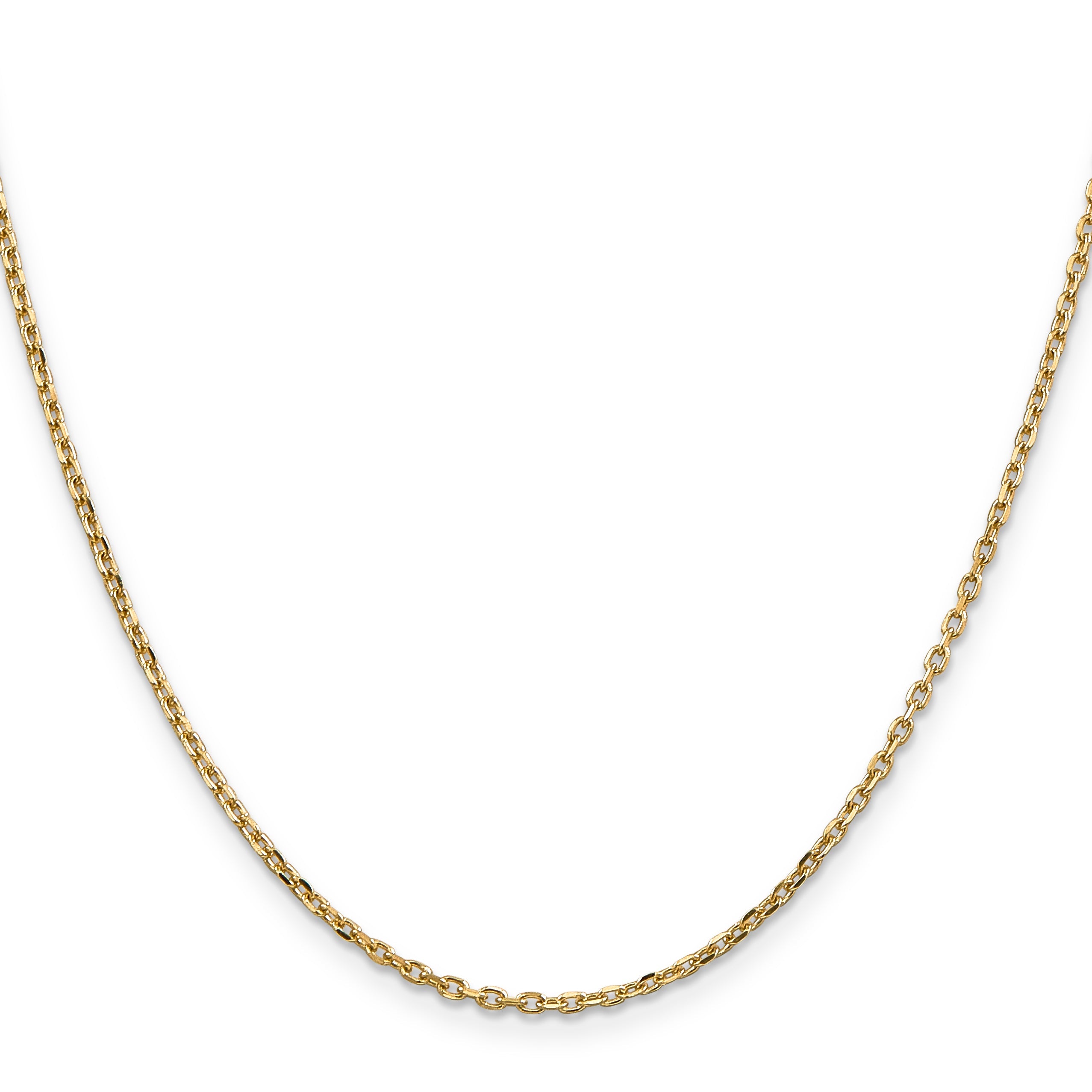 16 Inch 10K Yellow Gold 1.8mm D/C Round Open Link Cable Chain Necklace