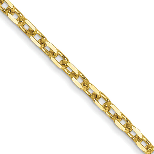 16 Inch 10K Yellow Gold 1.8mm D/C Round Open Link Cable Chain Necklace