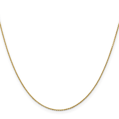16 Inch 10K Yellow Gold .9mm D/C Round Open Link Cable Chain Necklace