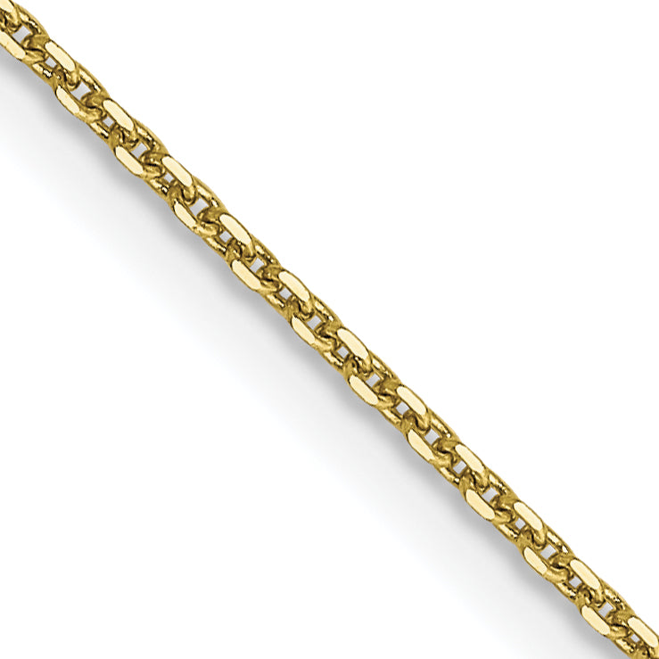 22 Inch 10K Yellow Gold .9mm D/C Round Open Link Cable Chain Necklace