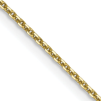 22 Inch 10K Yellow Gold .9mm D/C Round Open Link Cable Chain Necklace