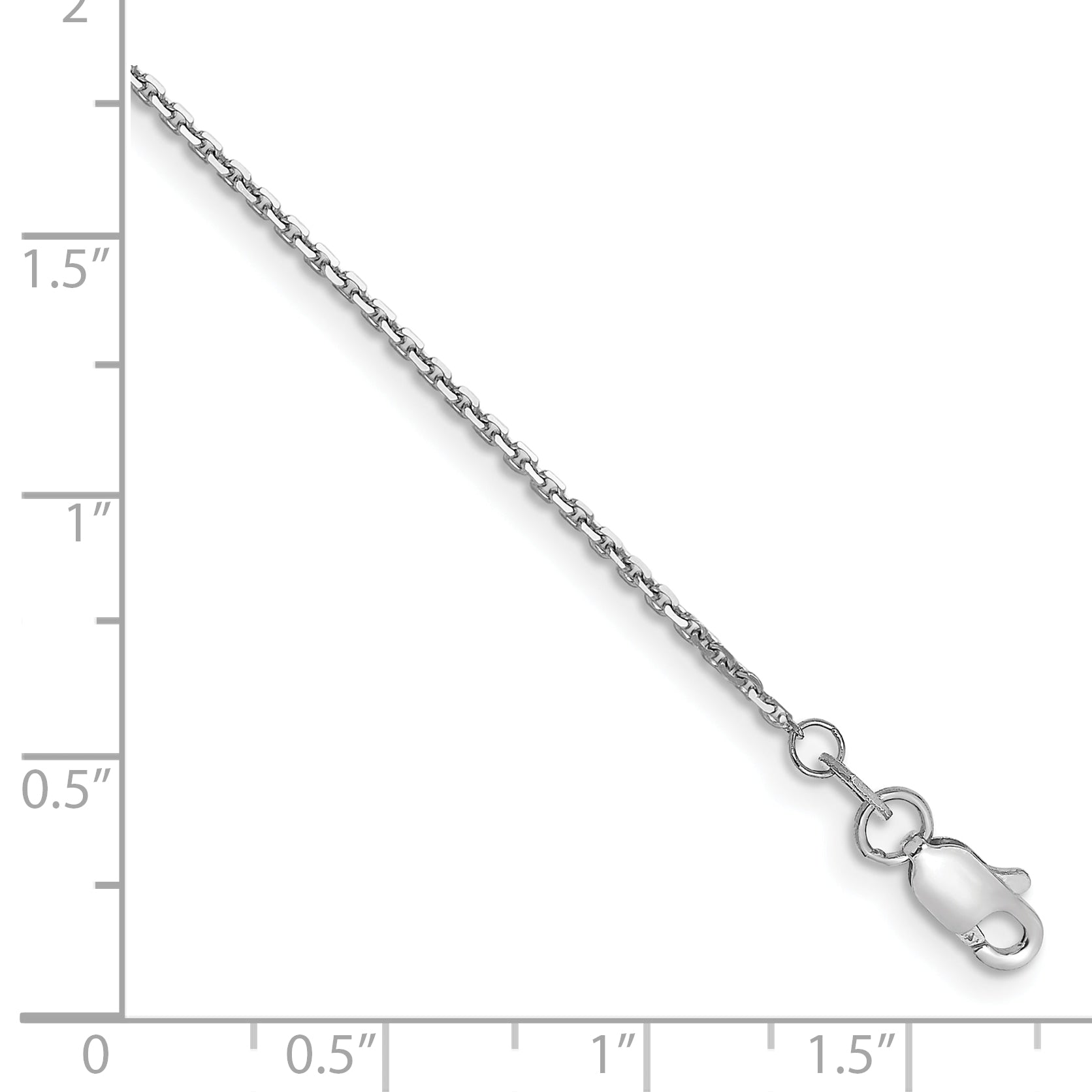 9 Inch 10K White Gold Wg 1.2mm D/C Cable Chain Anklet