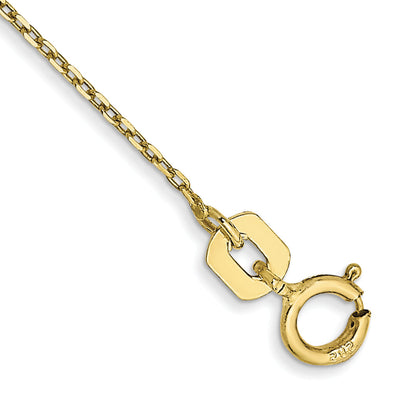 10K Yellow Gold .8mm D/C Cable With Spring Ring Clasp Chain Anklet