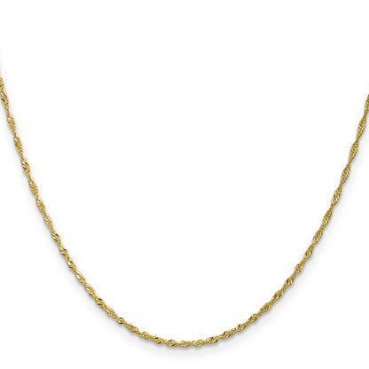 16 Inch 10K Yellow Gold 1.4mm Singapore Chain Necklace