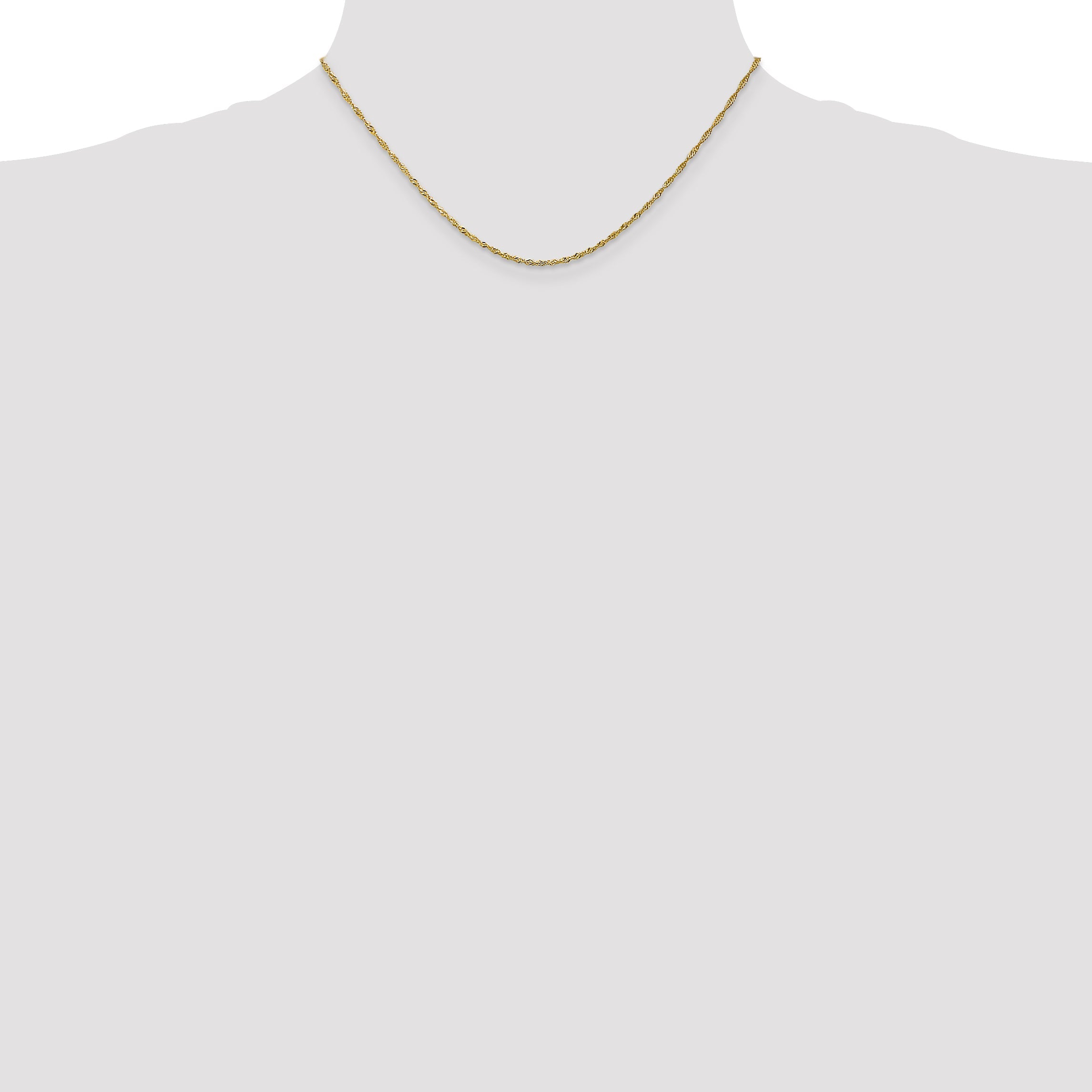 16 Inch 10K Yellow Gold 1.4mm Singapore Chain Necklace